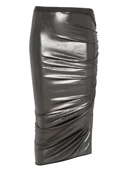 Fustă midi Rick Owens Lilies până la genunchi gri