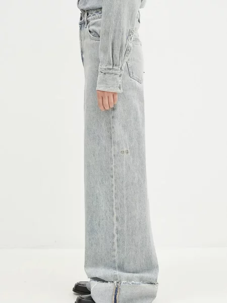 KSUBI jeansy Strider Worn Cuffed high waist niebieskie