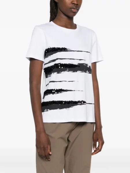 Tricou Max Mara cu paiete alb