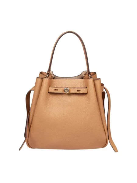 Kapelusz Tory Burch skórzany beżowy