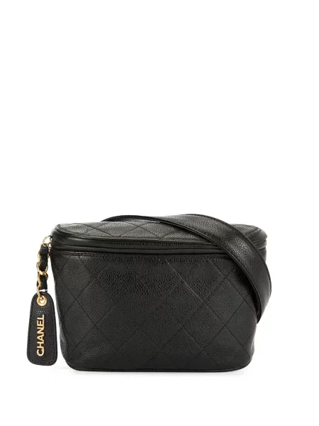 Prošívaný diamant pásek Chanel Pre-owned černý