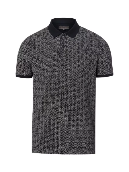 Finshley & Harding koszulka polo Mężczyźni wzorzysty S niebieski