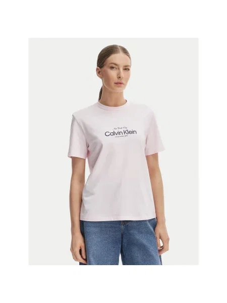 Calvin Klein Jeans T-Shirt NYC Logo Classic Fit ροζ