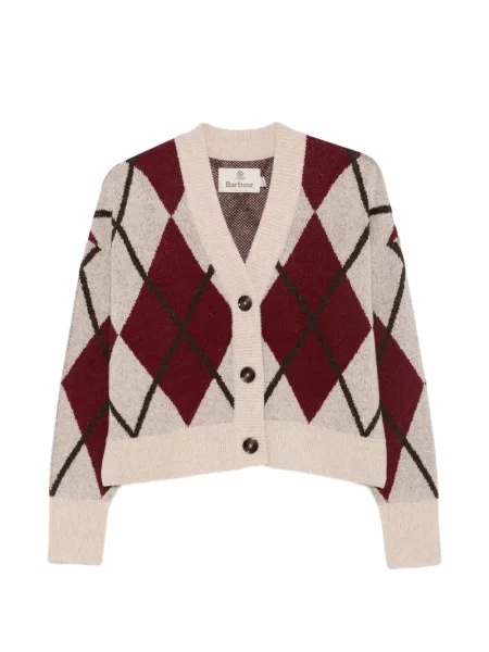 Cardigan Barbour tricotate cu decolteu în V cu model argyle