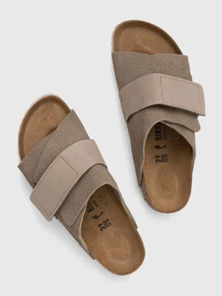 Semišové pantofle Birkenstock šedá