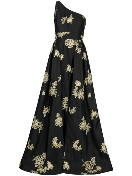 Sukienka Marchesa Notte w kwiatki na jednym ramieniu czarna