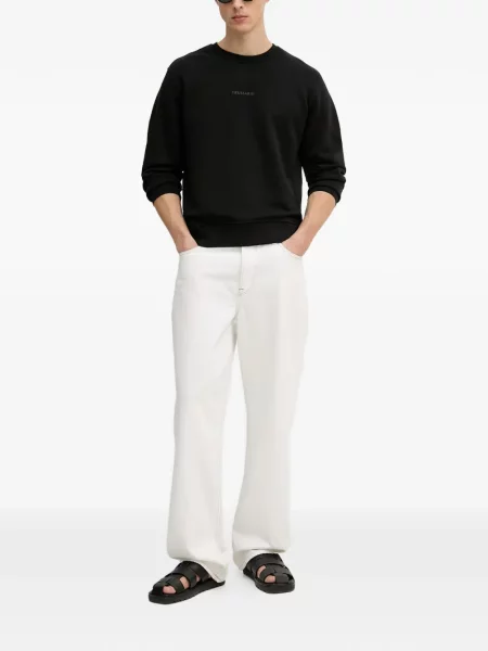 Sweter Trussardi z nadrukiem z okrągłym dekoltem czarny