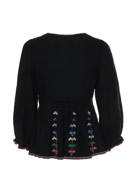 Top Ulla Johnson cu broderie cu decolteu în V negru