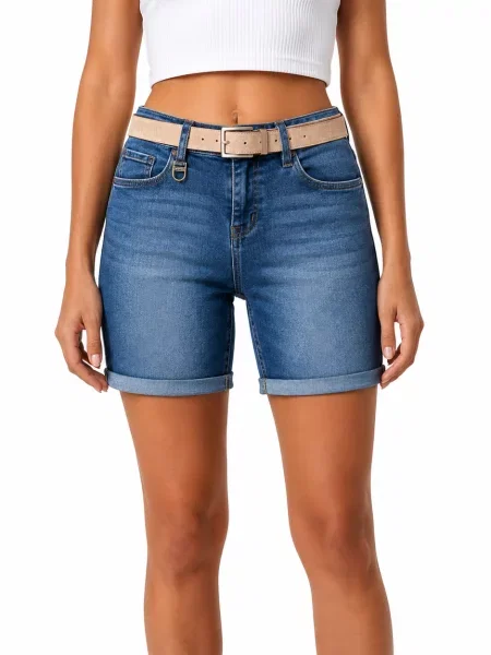 Cu centură pantaloni scurți din denim M.sara albastru