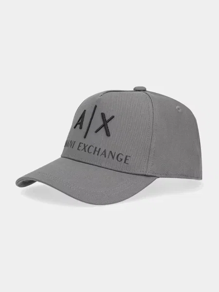 Шапка с козирка Armani Exchange с апликация бежово