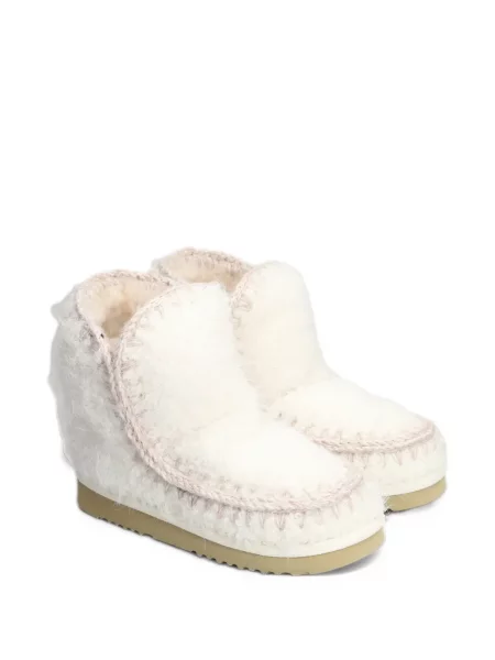 Cizme scurte Mou din piele de oaie alb