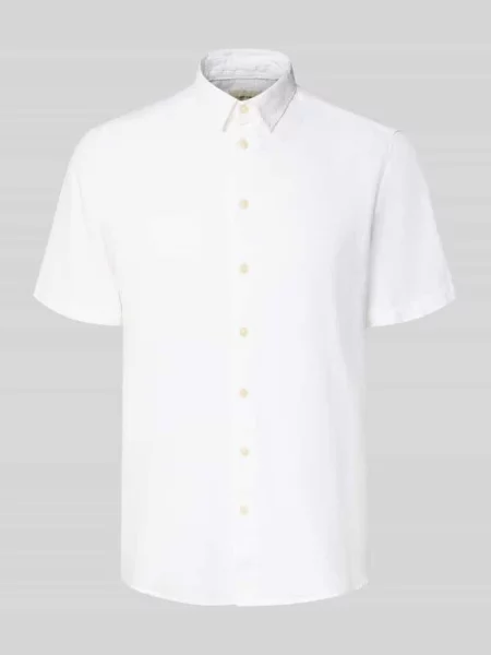 Koszula lniana o kroju slim fit z dodatkiem model Bobby' Blend biała