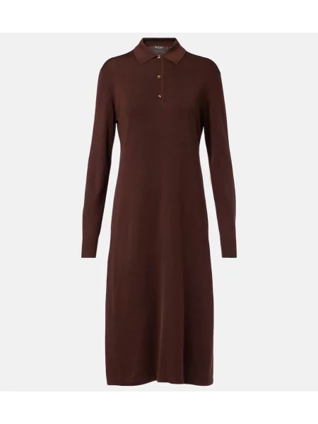 Rochie Loro Piana de mătase de costum maro