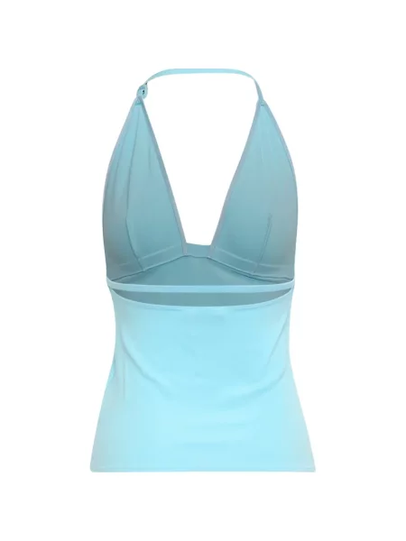 Top Courreges cu gât halter albastru