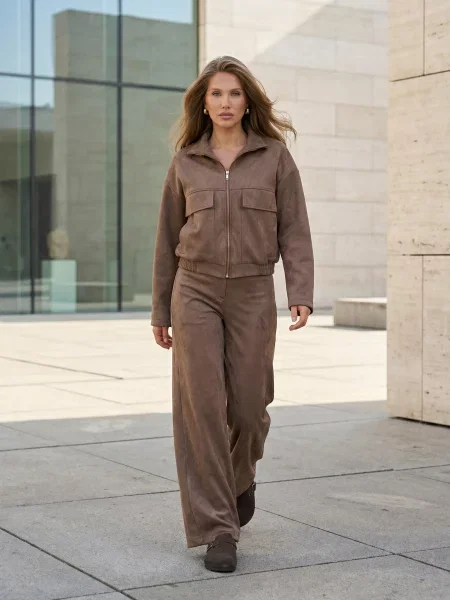 Замшеві Повсякденні штани Seventeen коричневий