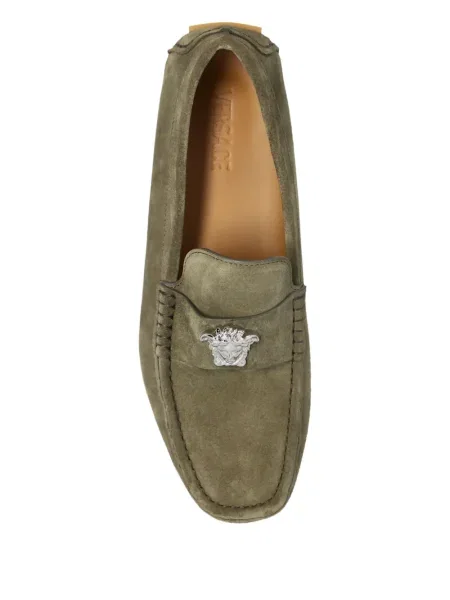 Pantofi loafer Versace din piele de căprioară verde