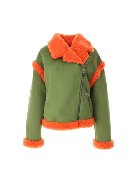 Kurtka Moschino wełniana typu teddy zielona