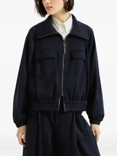 Cardigan Brunello Cucinelli de mătase albastru