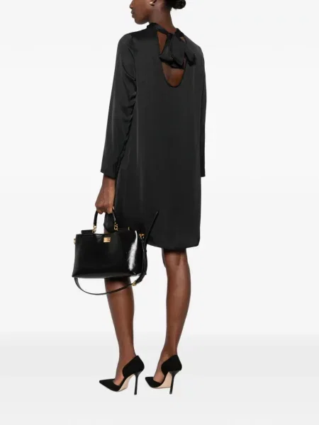 Lung rochie mini Dixie cu funde negru