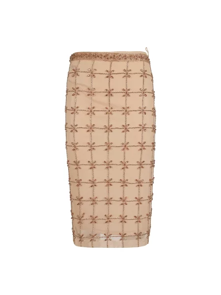 Spódnica midi Pinko z kryształkami dzwony różowa