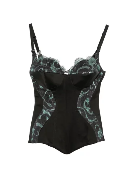 Top Mitiliane Couture din dantelă negru