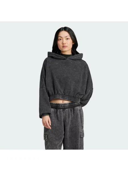 Zkrácená mikina s kapucí Adidas černá