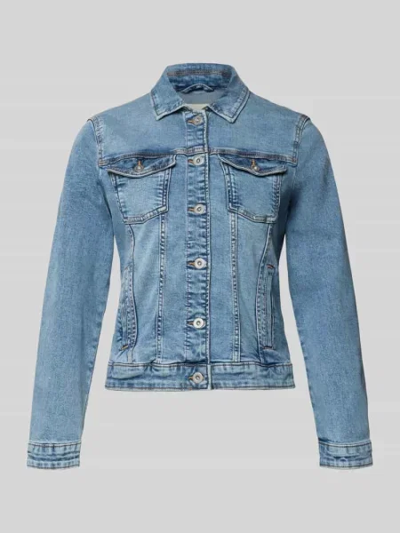 Kurtka dżinsowa o kroju slim fit z mieszanki bawełny Tom Tailor niebieska