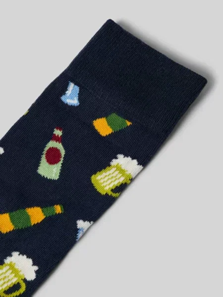 Skarpety z nadruk z logo model Beer' Happy Socks granatowe