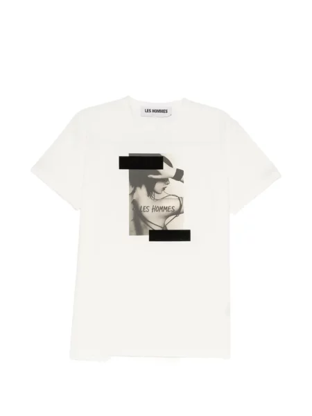 Tricou Les Hommes cu imagine alb