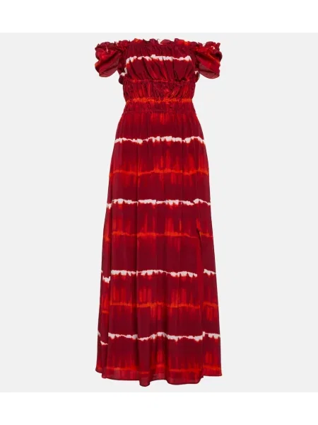 Rochie midi Altuzarra de mătase cu imagine până la genunchi roșu