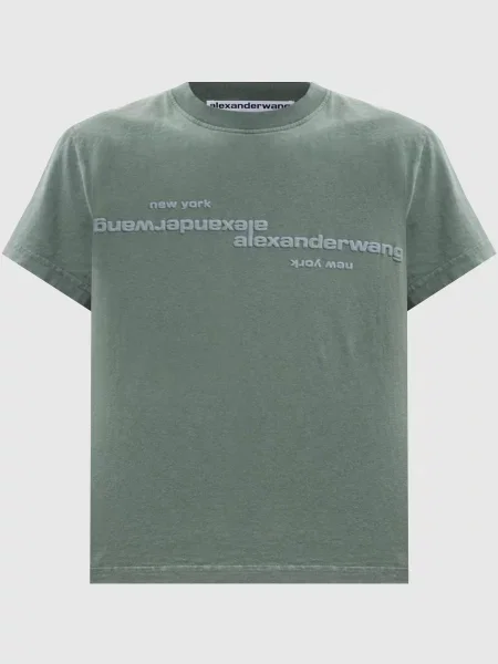 Укорочена футболка з фактурним логотипом Alexander Wang зелена