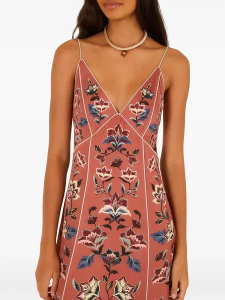 Rochie midi Farm Rio cu model floral portocaliu