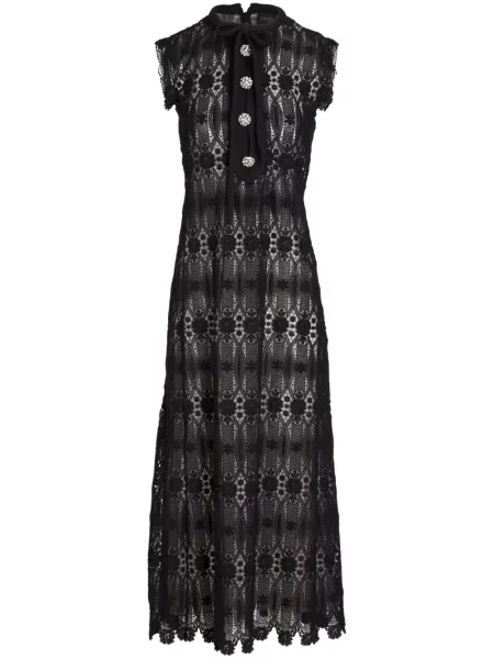 Rochie maxi Giambattista Valli cu broderie lungă de costum negru