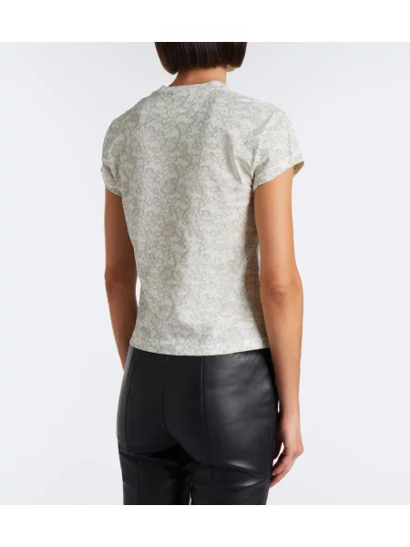 Tricou Gucci cu imagine din dantelă alb