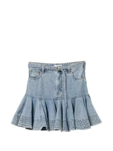 Fustă din denim Zimmermann cu volane albastru