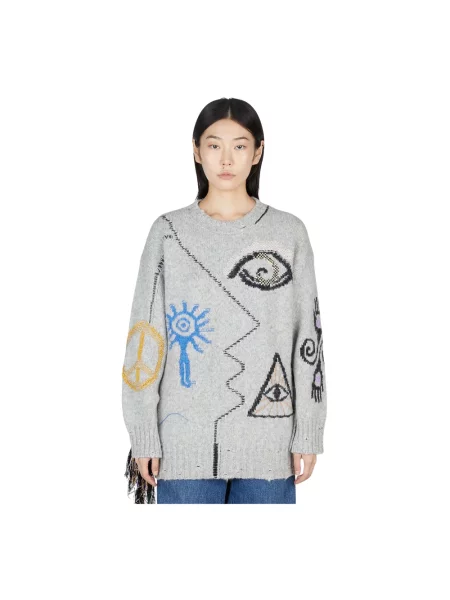 Haftowany sweter Stella Mccartney szary