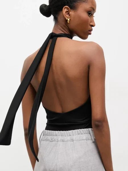 Bodi Answear.LAB bez uzorka crna