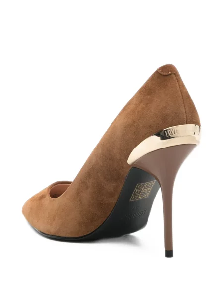 Pantofi cu toc Love Moschino cu autograf maro