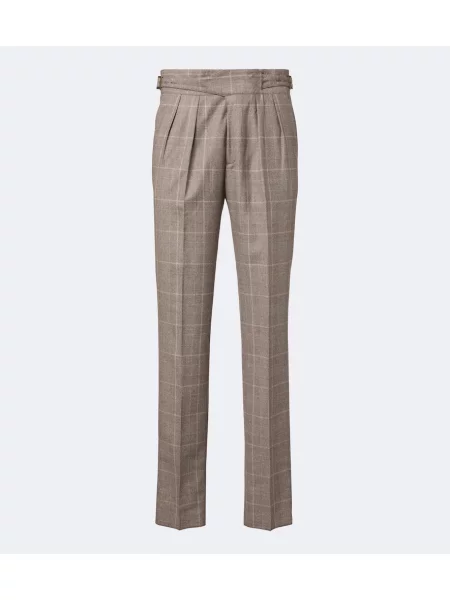 Pantaloni Rubinacci de lână în carouri bej