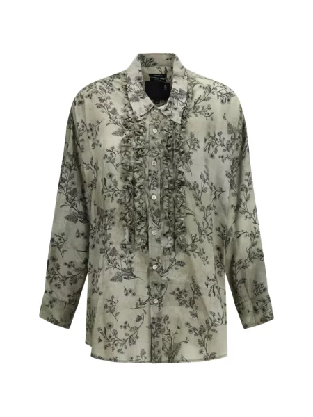 Cămașă R13 cu model floral cu imagine verde