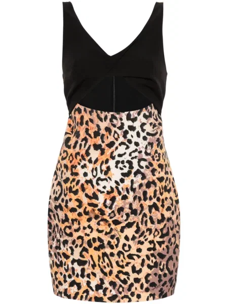 Rochie mini Just Cavalli cu imagine cu model leopard de costum negru