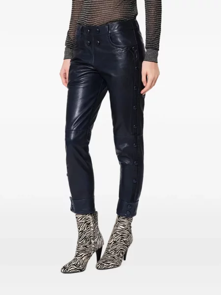 Pantaloni Isabel Marant din piele albastru