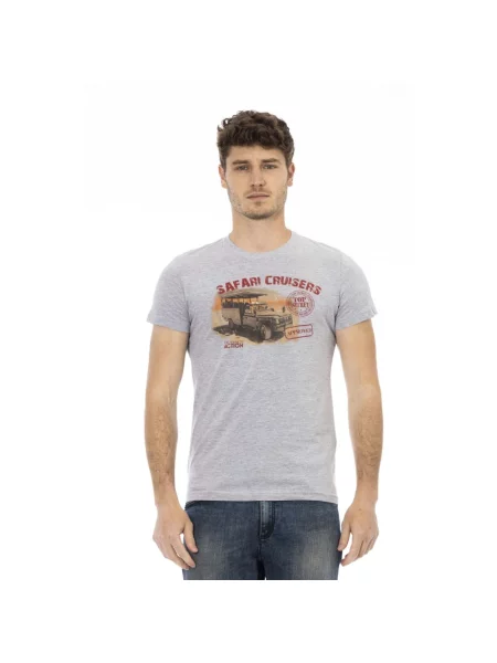 Koszulka Trussardi z krótkim rękawem z okrągłym dekoltem casual szara