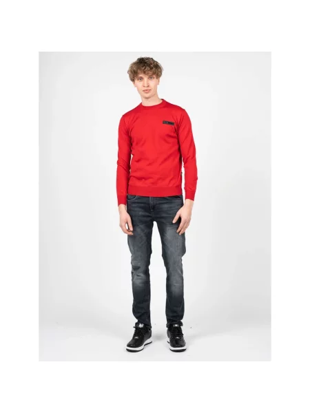 Sweter Plein Sport z wełny merino czerwony