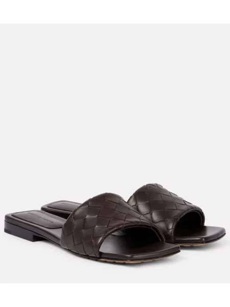 Papuci tip mules Bottega Veneta din piele maro
