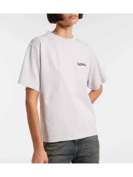 Tricou Balenciaga din jerseu alb