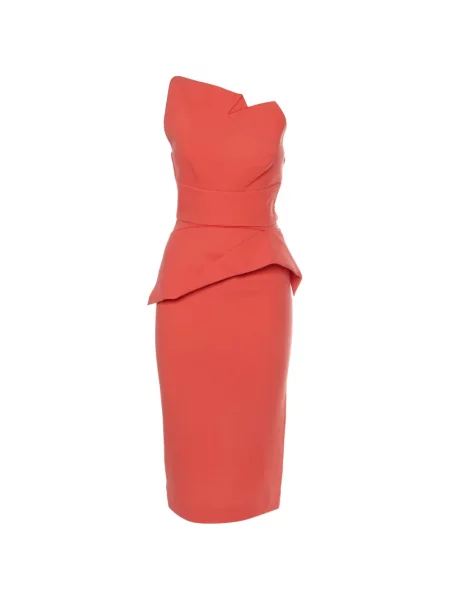 Rochie midi Roland Mouret drapată cu un umăr gol roșu
