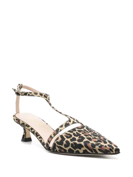 Pantofi cu toc Anna F. cu imagine cu imprimeu animal print maro