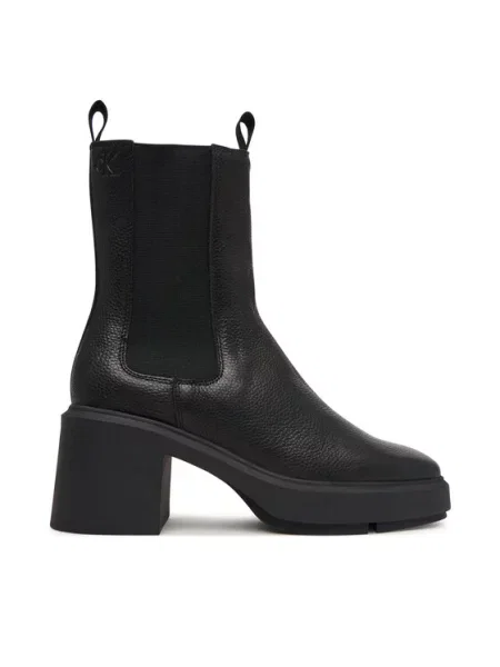 Calvin Klein Botine Block Heel Chelsea Boot Lth negru