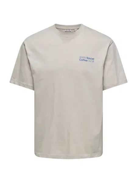 Only & Sons Tricou ONSFRED COFFEE CLUB albastru / deschis gri